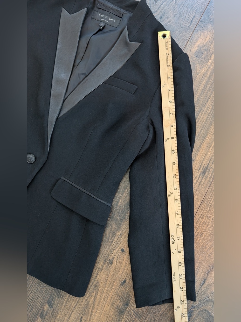 Rag & Bone Women’s Smith Leather Lapel Blazer Single Breasted One-Button Black 6 - Picture 14 of 14